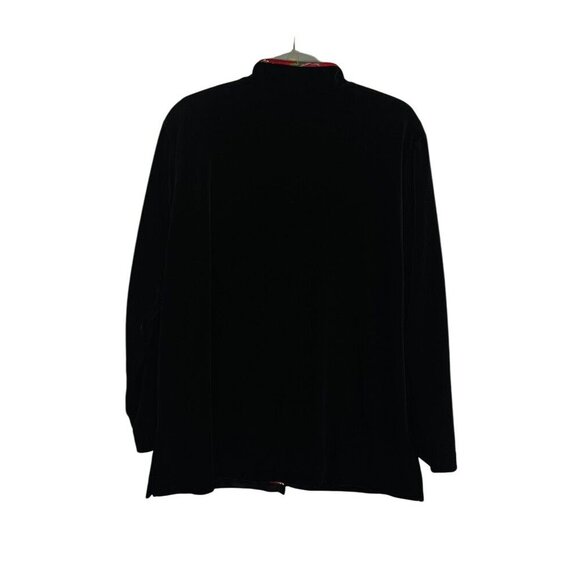Susan Graver Velvet Floral Jacket M Black Asian Embroidered Retro Boho Colorful - Picture 8 of 14